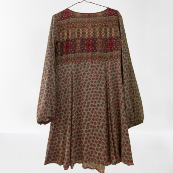 Long Sleeved Multi-coloured Mid-length Patterned Dress - Picture 2 of 10